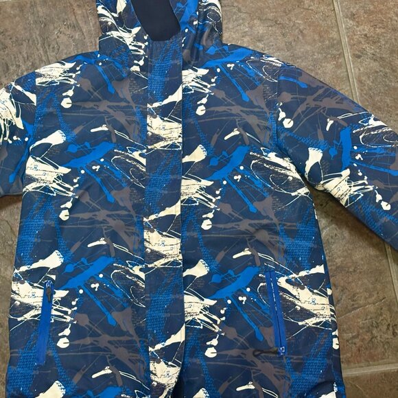 ~~YOUTH BOYS MOO AI BEI LIGHT FLANNEL LINED JACKET BLUE/GRAY/WHITE 150(10-12 US) - Picture 2 of 5